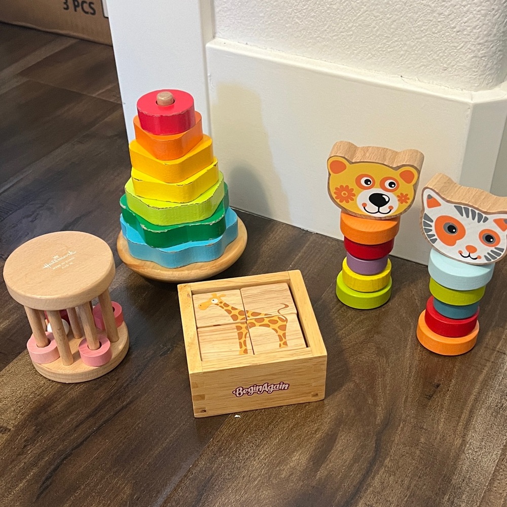 Bundle Wooden toy bundle baby wooden puzzle and stackable set